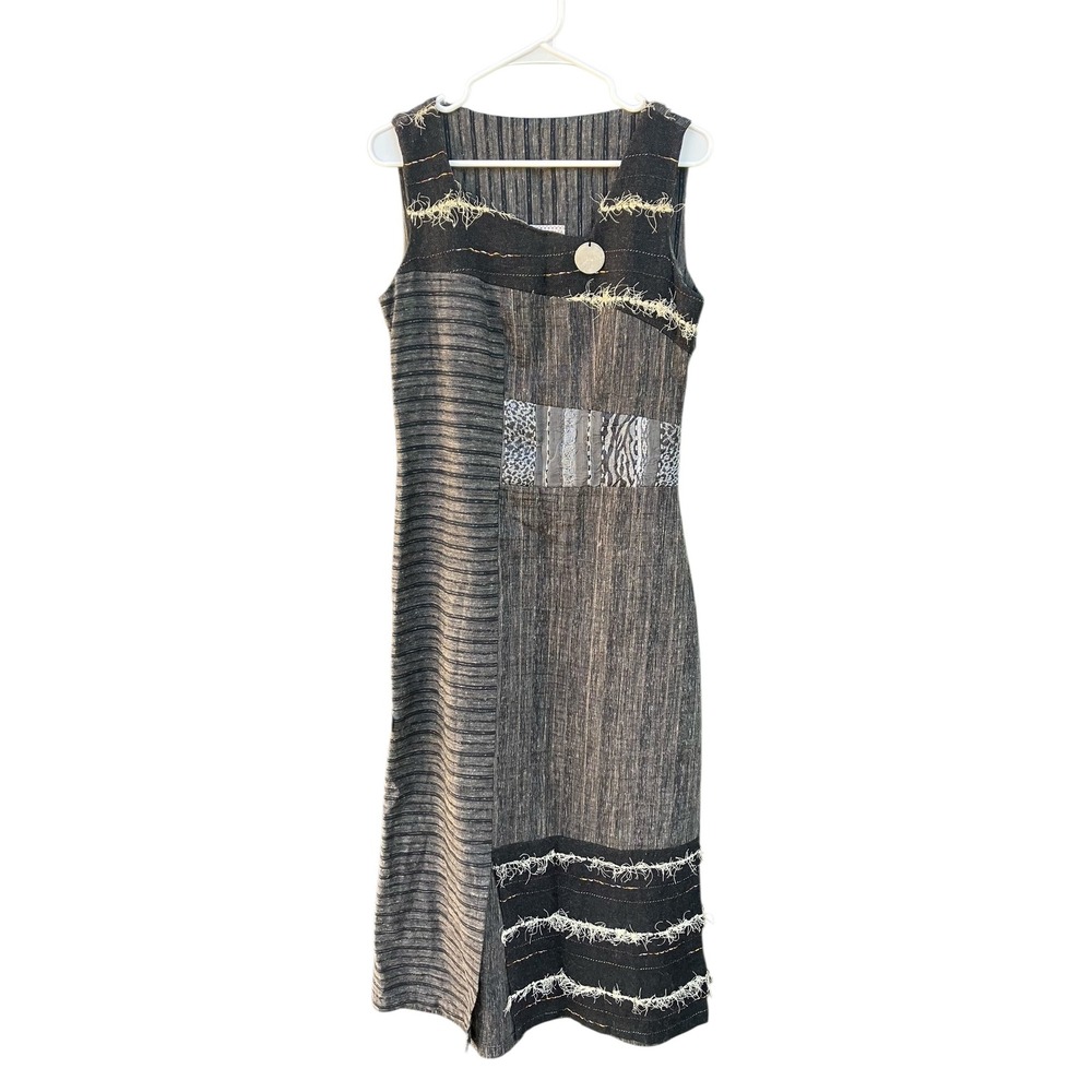 Women's Vintage Madame Zaza Of Marseille Gray Patchwork Dress Size 40‎ M Artsy